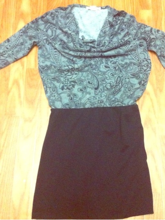 Dresses & Skirts - Cowl Neck Mini Dress in Teal and Black